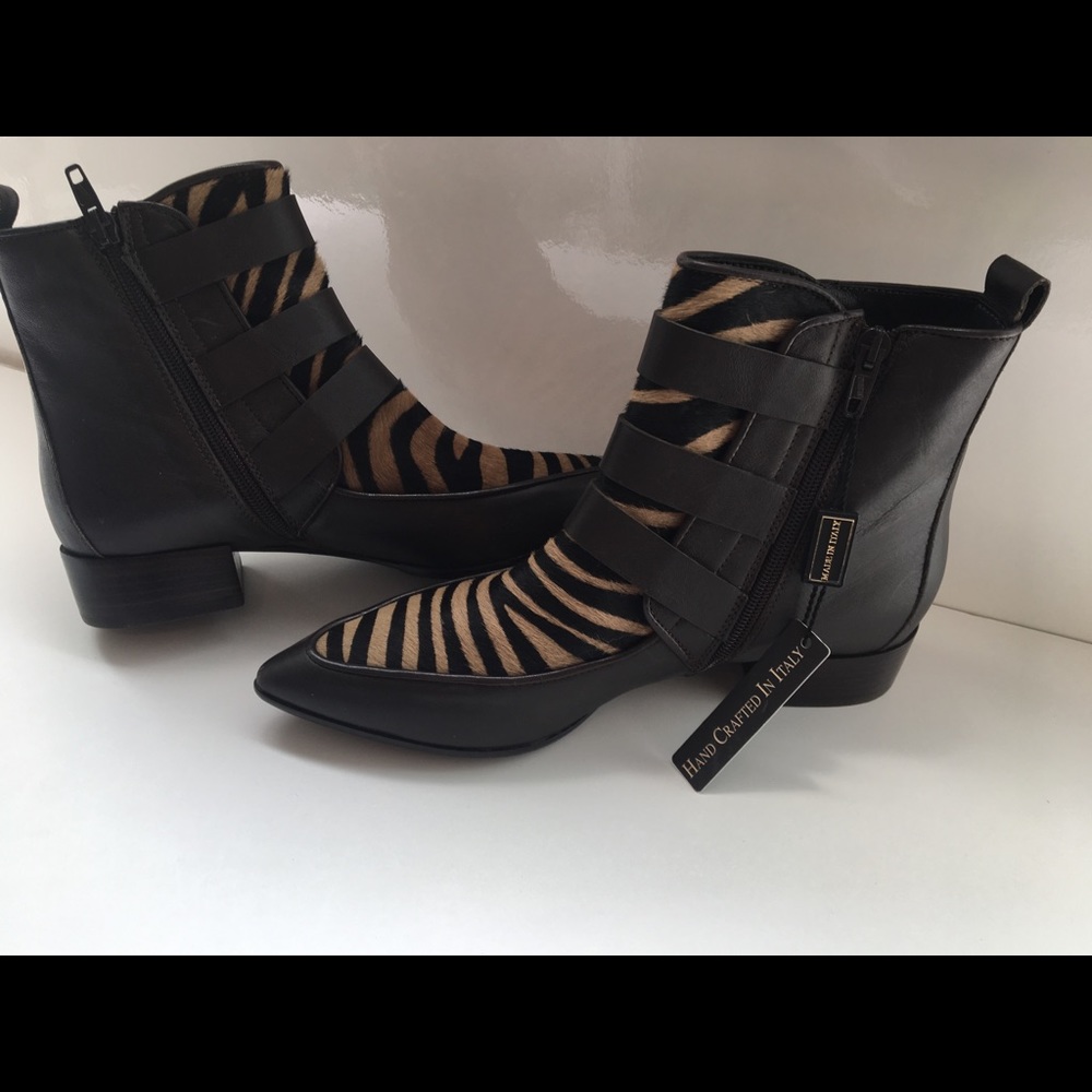 Napoleoni Brown Zebra Print Booties - image 2